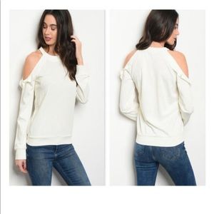 NWT Honey Punch Off Shoulder Sweatshirt Small Gray